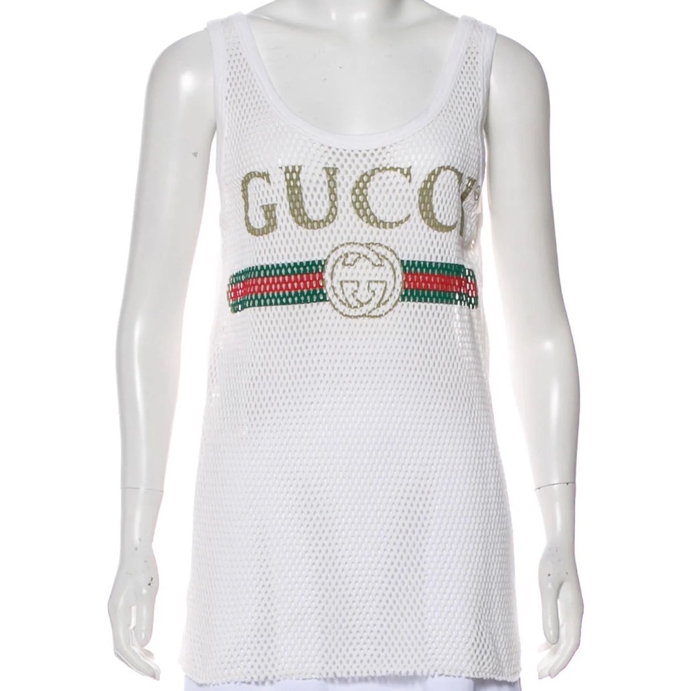 Authentic Gucci Classic Vintage Mesh Tank Top GG Logo